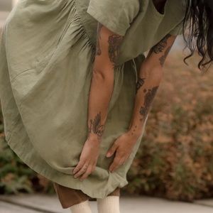 Beaton Linen River Dress, Bone, XS SOLD